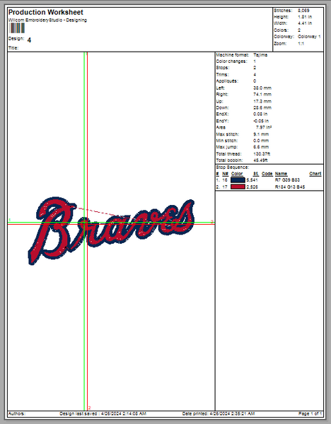 Braves Embroidery MLB machine embroidery design