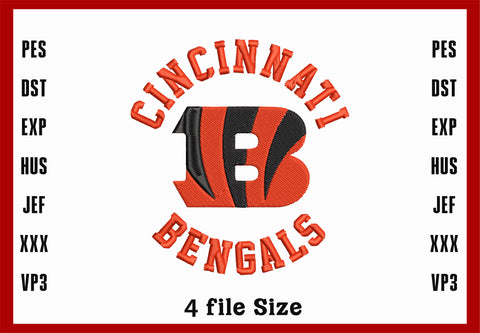 Cincinnati Bengals logo embroidery design, Machine Embroidery Design, 4 File sizes- Instant Download & PDF File