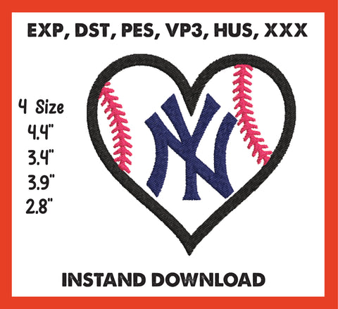 New York Yankees Embroidery, Mlb Embroidery, Machine Embroidery, Baseball Embroidery, 4 File sizes- Instant Download
