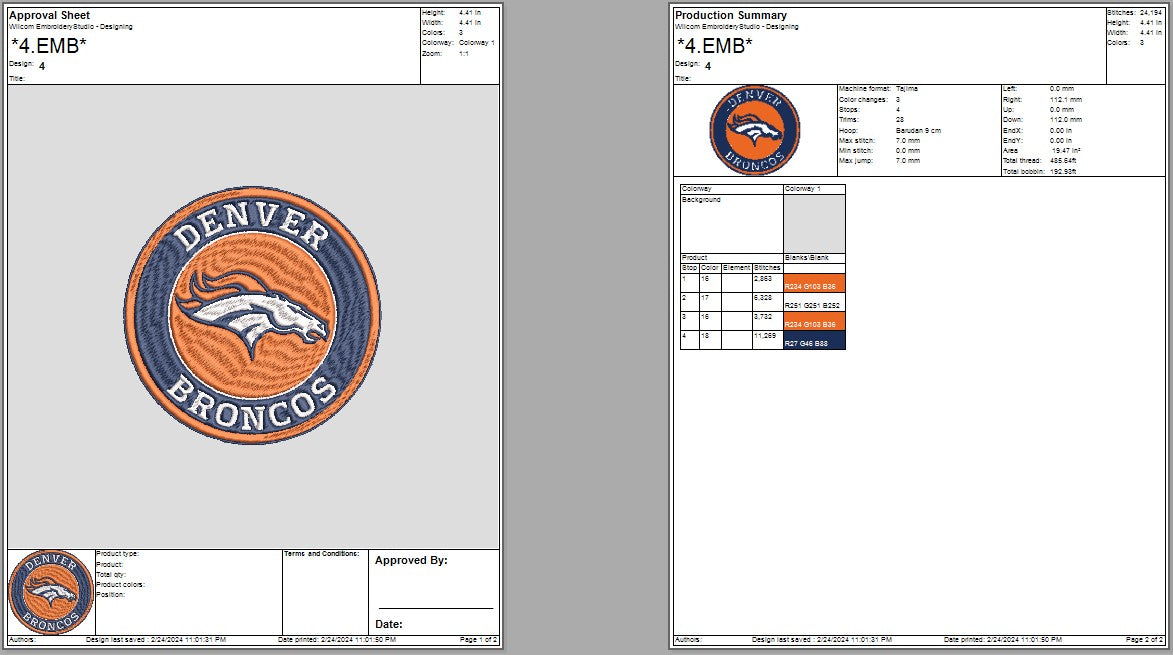 Denver Bronce Logo Embroidery, Denver Broncos NFL football embroidery