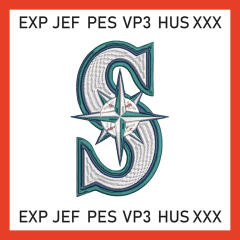 Seattle Mariners Embroidery Mlb Embroidery &nbsp;Basebal Embroidery, Machine Embroidery Design, 4 File sizes- Instant Download &amp; PDF File