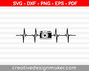 Camera svg files, Camera silhouette clipart, Camera heartbeat svg, Love photography svg, Cam svg, Photographer design, Cut files Silhouette ,Camera Svg Dxf Png Eps Pdf Printable Files