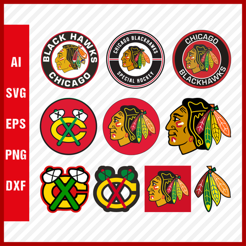 Chicago Blackhawks Svg, NHL National Hockey League Team Svg Logo Clipart Bundle