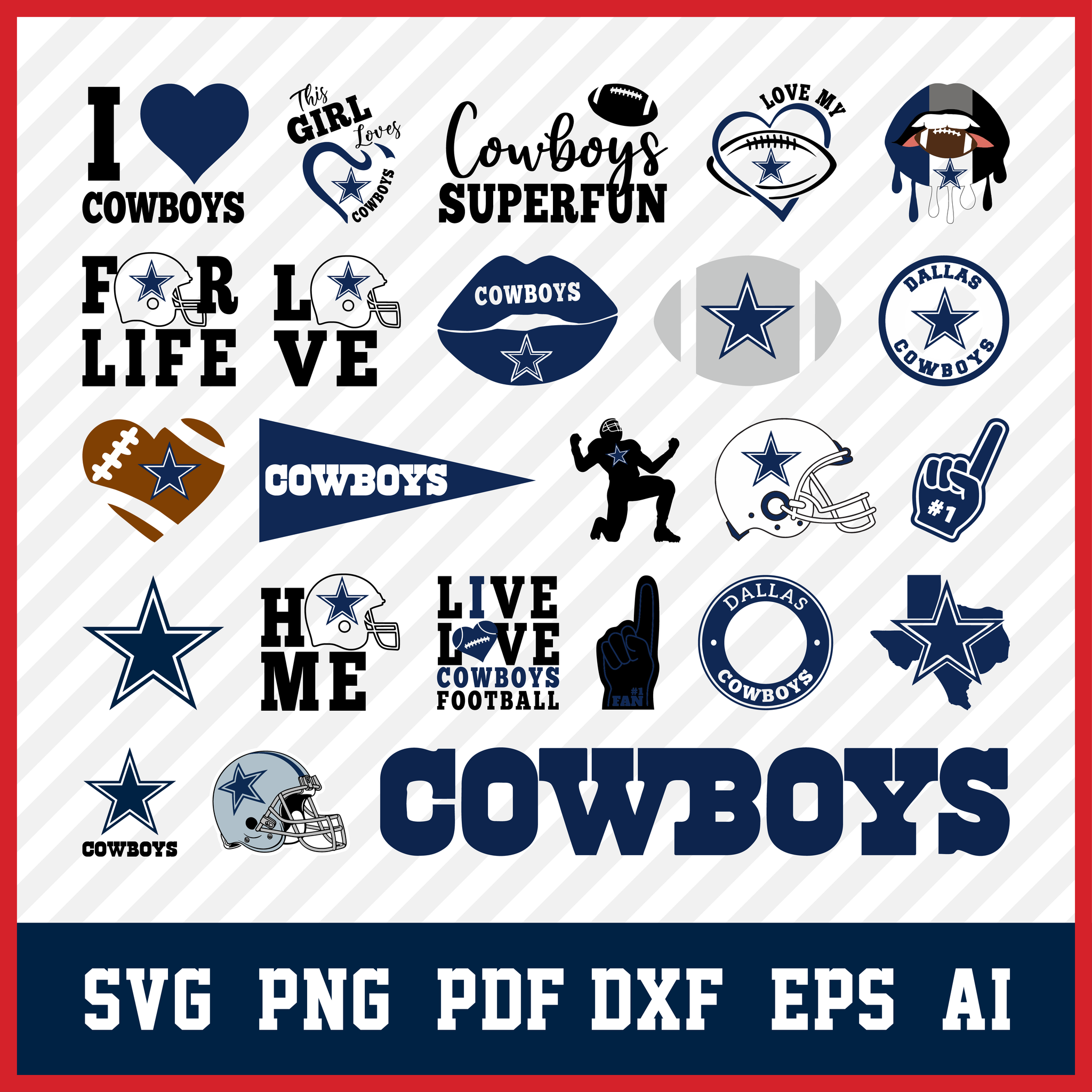 Dallas Cowboys Svg Bundle, Cowboys Svg, Dallas Cowboys Logo, Dallas Clipart, Football SVG bundle, Svg File for cricut, NFL Svg  • INSTANT Digital DOWNLOAD includes: 1 Zip and the following file formats: SVG, DXF, PNG, EPS, PDF  • Artwork files are perfect for printing, resizing, coloring and modifying with the appropriate software.  • These digital clip art files are perfect for any projects such as: Scrap booking, paper goods, DIY invitations & announcements, clothing and accessories, party favors, cupcake