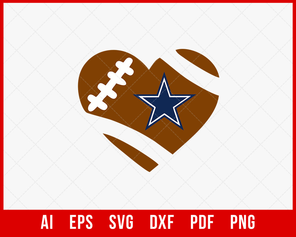 Dallas Cowboys Heart SVG,PNG,DXF,EPS FILE