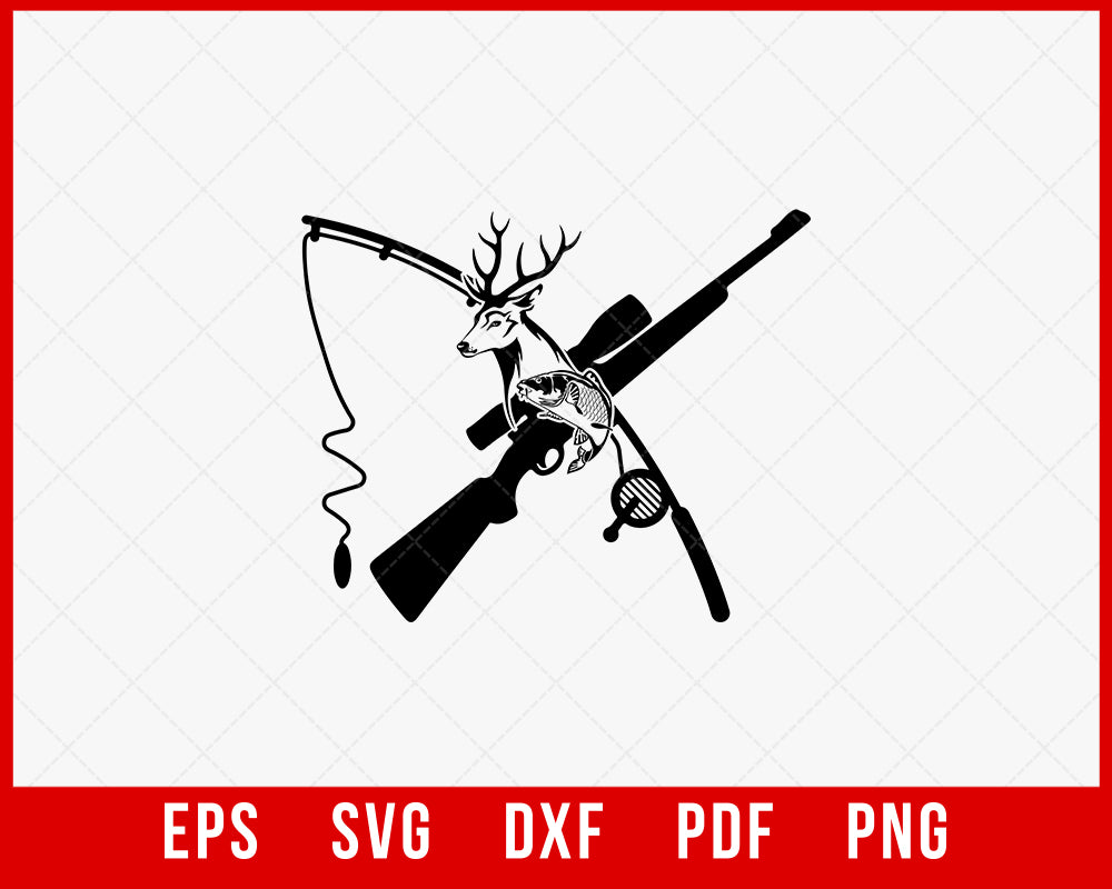 cutting a fishing pole Deer Fish Hunting Outdoor SVG Cutting File
