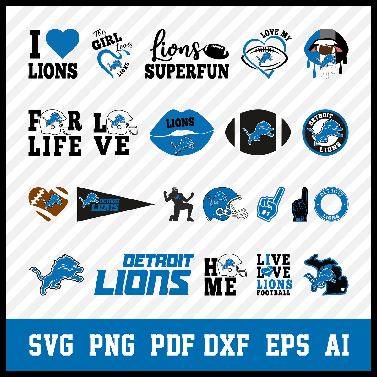 Detroit Lions SVG PNG DXF EPS - free svg files for cricut