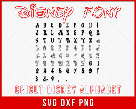 Walt Disney Action Font Vector Format SVG Cut File for Cricut Silhouette Digital Download
