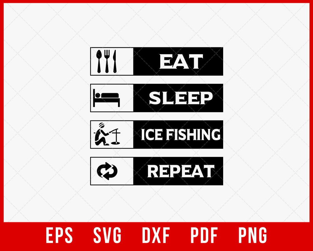 Eat Sleep Ice Fishing Repeat T-Shirt Design  Creative Design Maker –  Creativedesignmaker