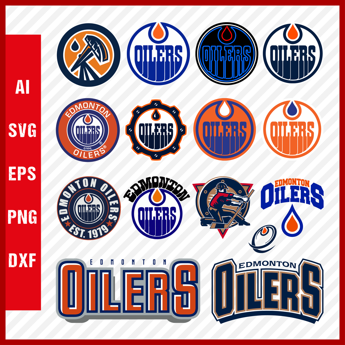 Edmonton Oilers Svg, NHL National Hockey League Team Svg Logo Clipart  Bundle Instant Download SVG - PNG - EPS - PDF