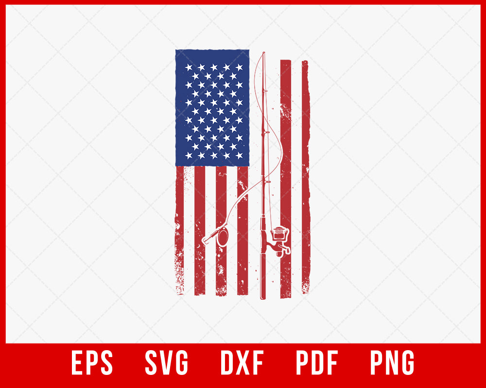 USA Fishing Flag Fisherman T-shirt Fishing SVG  creative design maker –  Creativedesignmaker
