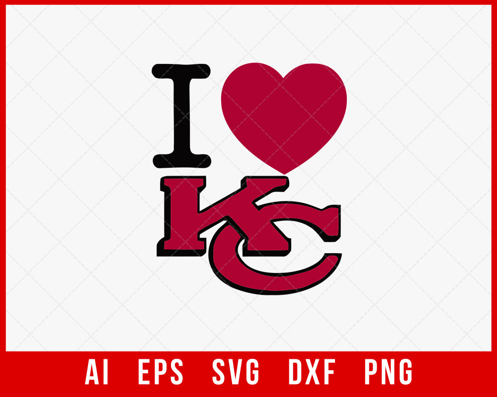 Heart Kansas City SVG, Kansas City Football heart SVG