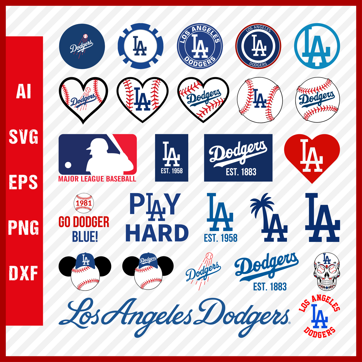 Los Angeles Dodgers Mlb Svg Cut Files Baseball Clipart Bundle –  Creativedesignmaker