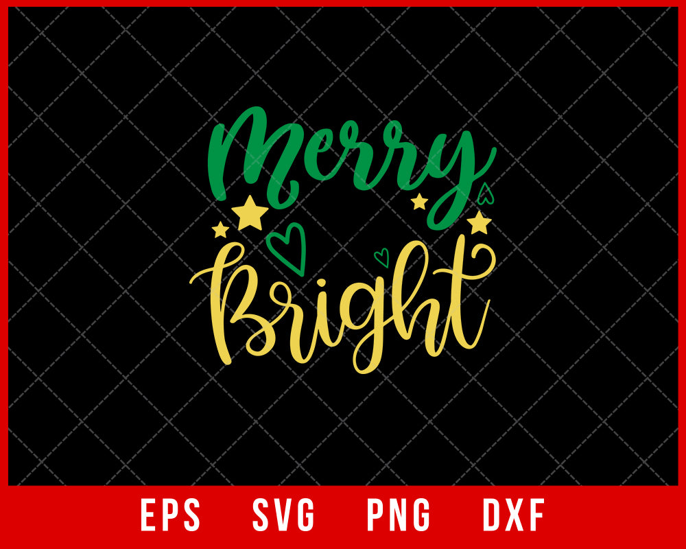 Merry and Bright Christmas SVG Cricut File | Creative Design Maker ...