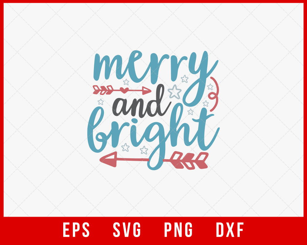 Merry And Bright Christmas SVG Cut File | Creative Design Maker ...