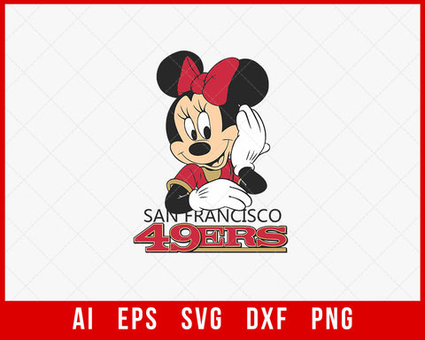 NFL San Francisco 49ers Minnie Mouse Clipart SVG Cut File for Cricut T-shirt Digital Download