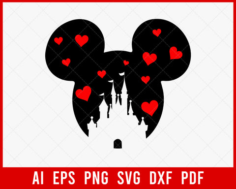 Walt Disney Castle Heart Sign Mickey Mouse SVG Cut File for Cricut and Silhouette