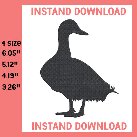 Cupped Duck Silhouette Embroidery design Machine Embroidery, Machine Embroidery Design, 4 File sizes- Instant Download