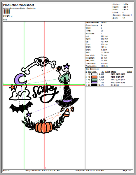 Halloween Scary Machine Embroidery Digiting Design, 4 File sizes- Instant Download