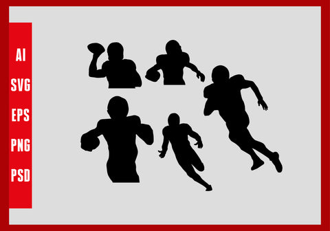 American Football Silhouette, Football Silhouette Cricut Digital Download, Lover T-Shirt Design Eps, Ai, Png, Svg and Pdf Printable Files