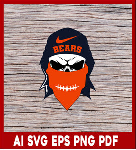 Bears Skull Mascot Football Svg, Chicago Bears Svg, Football Svg and Pdf Printable Files