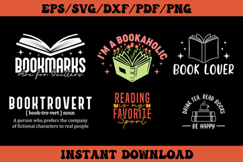 Book lover bundle T Shirt SVG Crafts Design File for T-shirt Cricut Digital Download