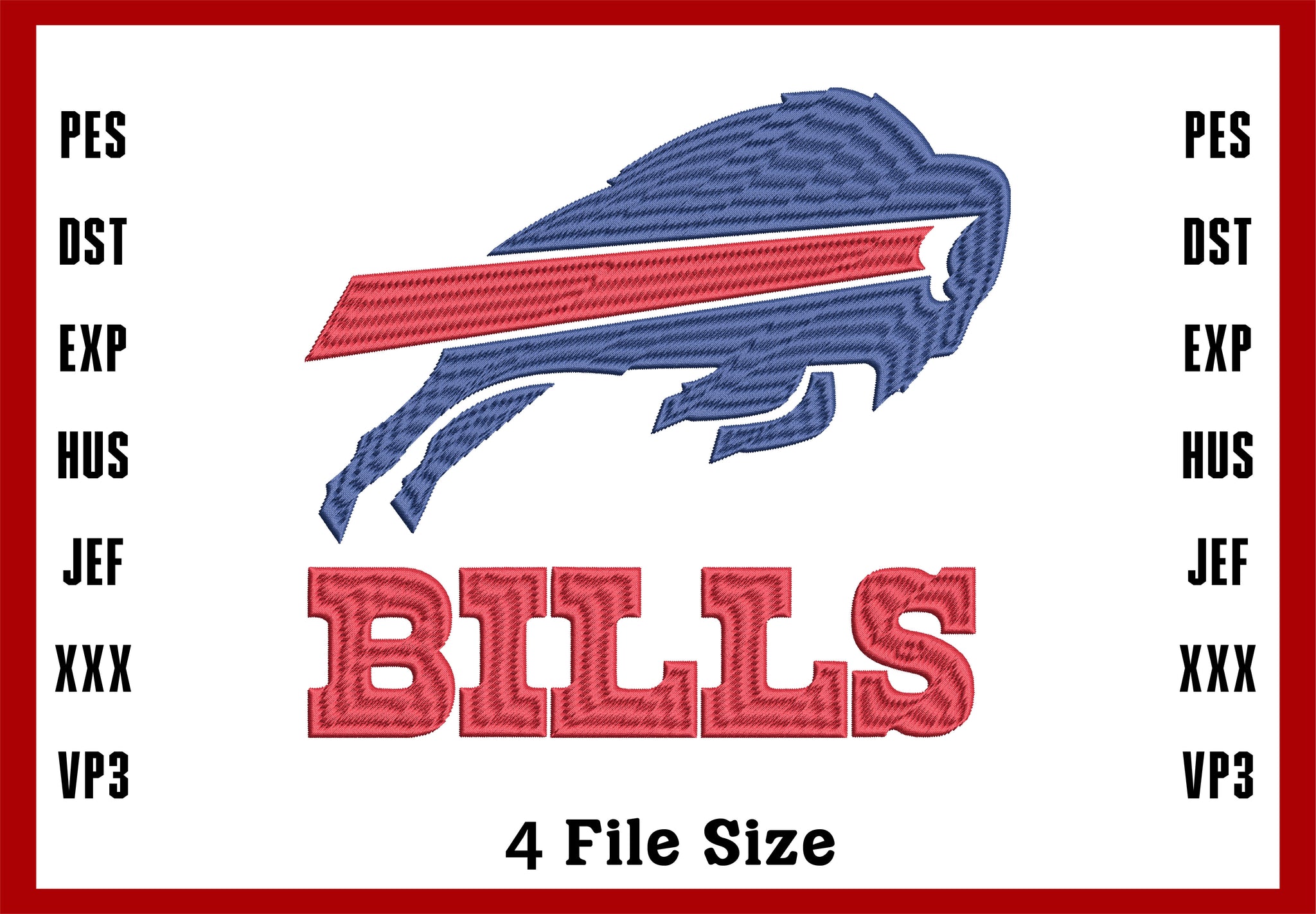Buffalo Bills Logo Embroidery, NFL football embroidery, Machine Embroi ...