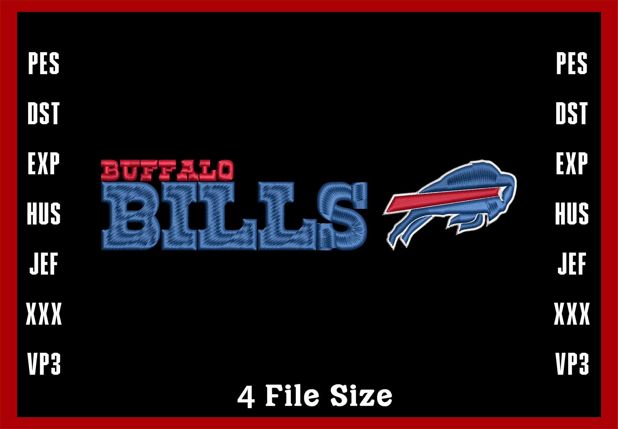 Buffalo Bills Logo Embroidery, NFL football embroidery, Machine Embroidery Design, 4 File sizes- Instant Download & PDF File