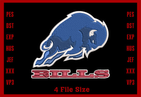 Buffalo Bills Logo Embroidery, NFL football embroidery, Machine Embroidery Design, 4 File sizes- Instant Download & PDF File