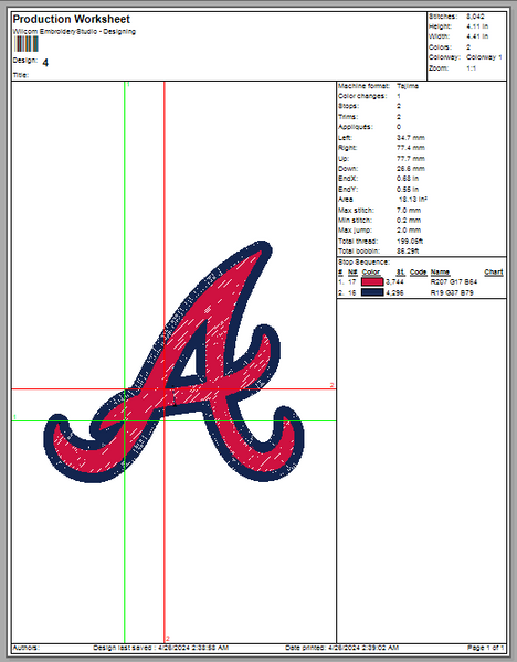 Atlanta Logo Embroidery MLB machine embroidery design