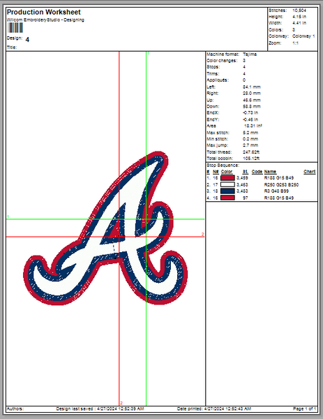 Atlanta Braves Embroidery MLB machine embroidery design