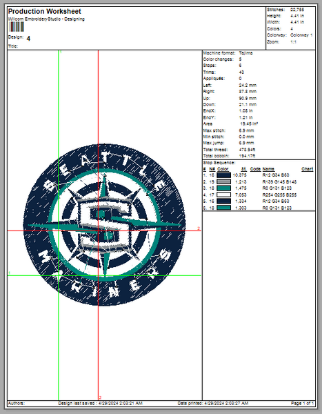 Mariner Star Nautical Embroidery Seattle Mariners Embroidery Mlb Embroidery &nbsp;Basebal Embroidery, 4 File sizes- Instant Download &amp; PDF File