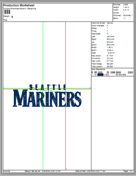 Mariner Star Nautical Embroidery Seattle Mariners Embroidery Mlb Embroidery &nbsp;Basebal Embroidery Machine Embroidery Design, 4 File sizes- Instant Download &amp; PDF File