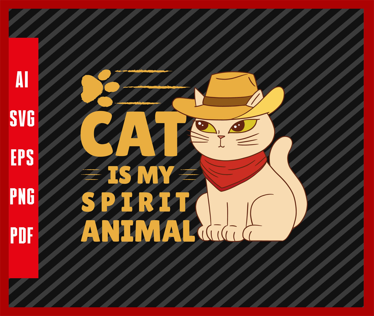 Cat Is My Spirit Animal Cat Pets Lover Funny Cowboy CatT-Shirt Design ...