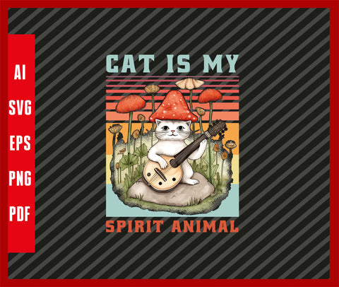 Cat Is My Spirit Animal Cat Pets Lover Funny T-Shirt Design Eps, Ai, Png, Svg and Pdf Printable Files