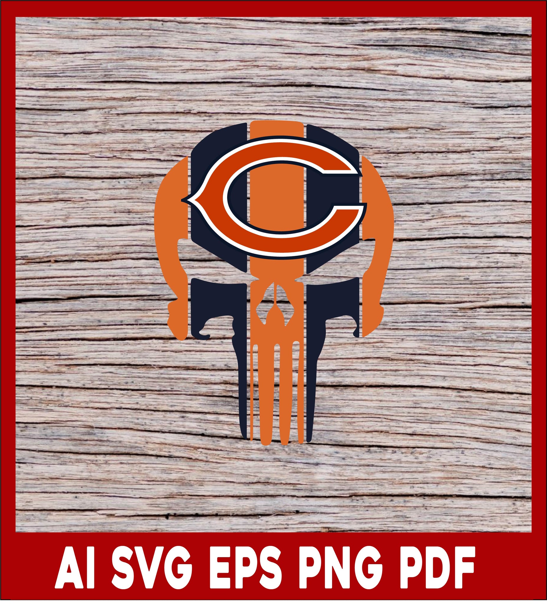 Chicago Bears Skull SVG, Chicago Bears SVG, NFL Football Team SVG Files, svg and Pdf Printable Files