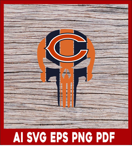 Chicago Bears Skull SVG, Chicago Bears SVG, NFL Football Team SVG Files, svg and Pdf Printable Files