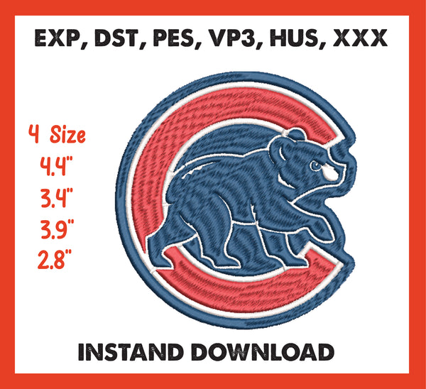 Chicago Cubs Embroidery, Mlb Embroidery, Machine Embroidery, 4 File sizes- Instant Download