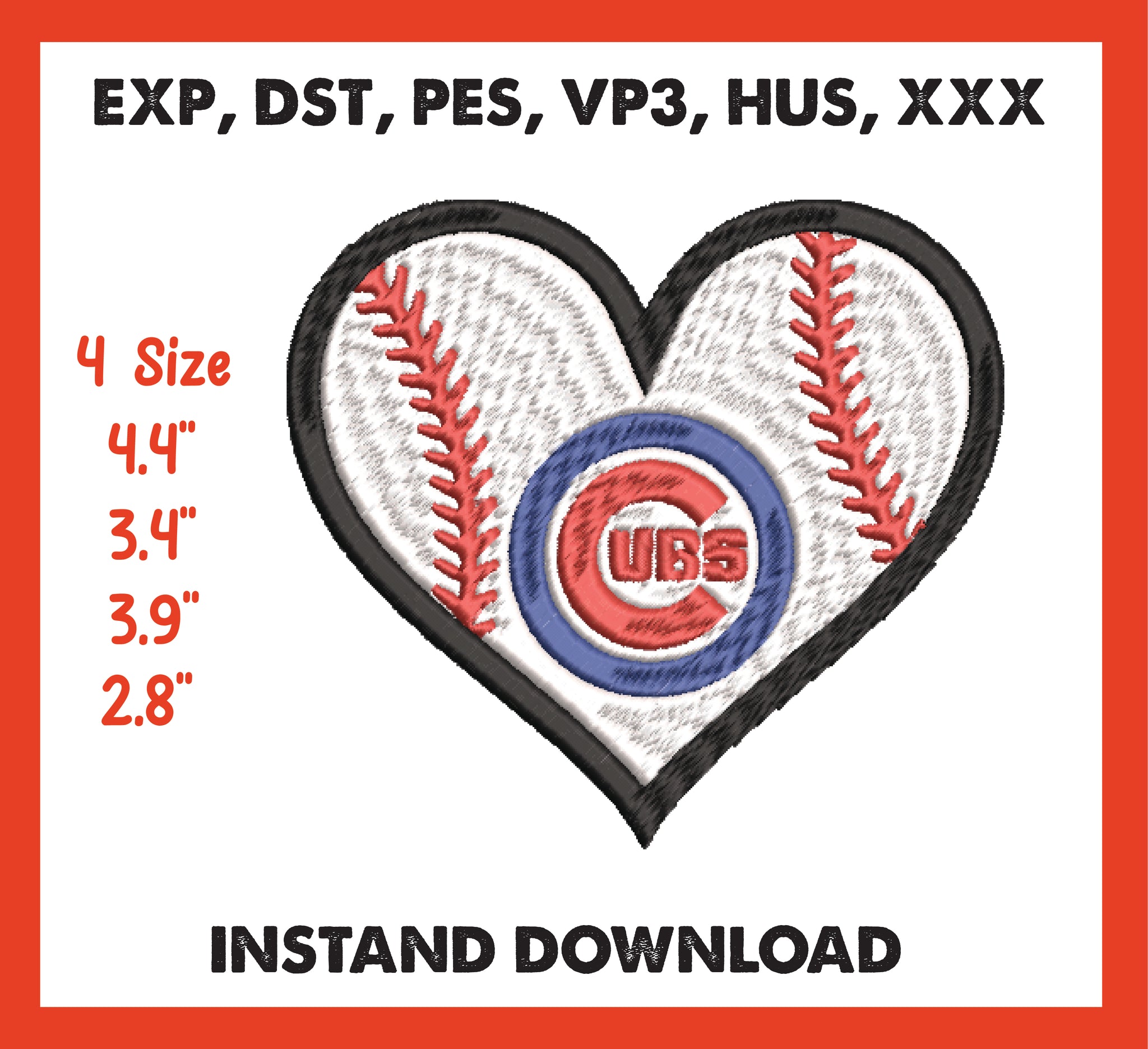 Chicago Cubs Embroidery, Mlb Embroidery, Machine Embroidery, 4 File sizes- Instant Download