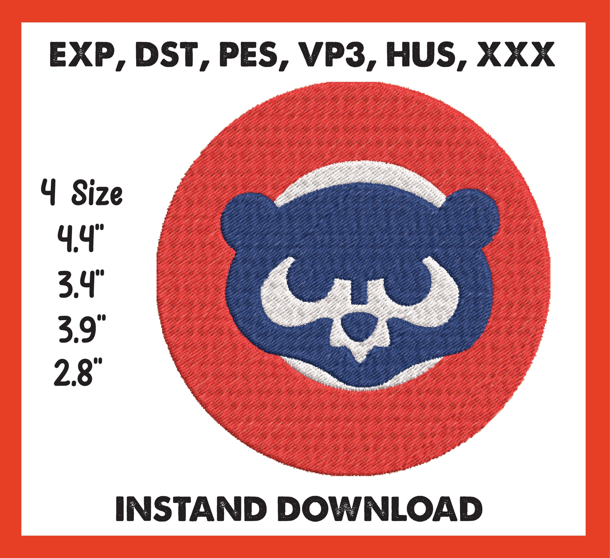 Chicago Cubs Embroidery, Mlb Embroidery, Machine Embroidery, 4 File sizes- Instant Download