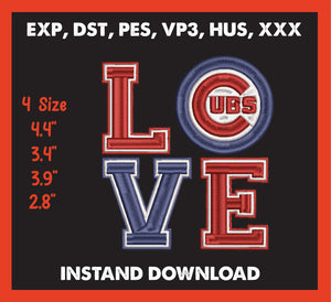 Chicago Cubs Embroidery, Mlb Embroidery, Machine Embroidery, 4 File sizes- Instant Download