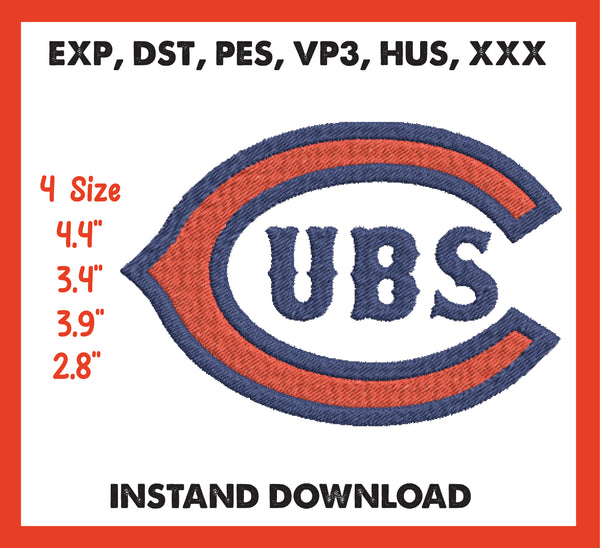 Chicago Cubs Embroidery, Mlb Embroidery, Machine Embroidery, 4 File sizes- Instant Download