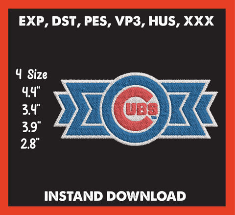 Chicago Cubs Embroidery, Mlb Embroidery, Machine Embroidery, 4 File sizes- Instant Download