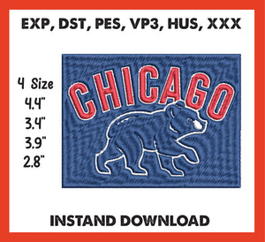 Chicago Cubs Embroidery, Mlb Embroidery, Machine Embroidery, 4 File sizes- Instant Download