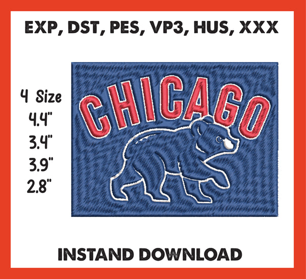 Chicago Cubs Embroidery, Mlb Embroidery, Machine Embroidery, 4 File sizes- Instant Download