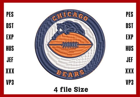 Chicago Bears Logo Embroidery Design, Chicago Bears NFL football embroidery, Machine Embroidery Design, 4 File sizes- Instant Download & PDF File