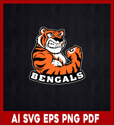 Cincinnati Bengals Football Team, Laser Cut Svg Files, Sport Lover T-Shirt Design Eps, Ai, Png, Svg and Pdf Printable Files