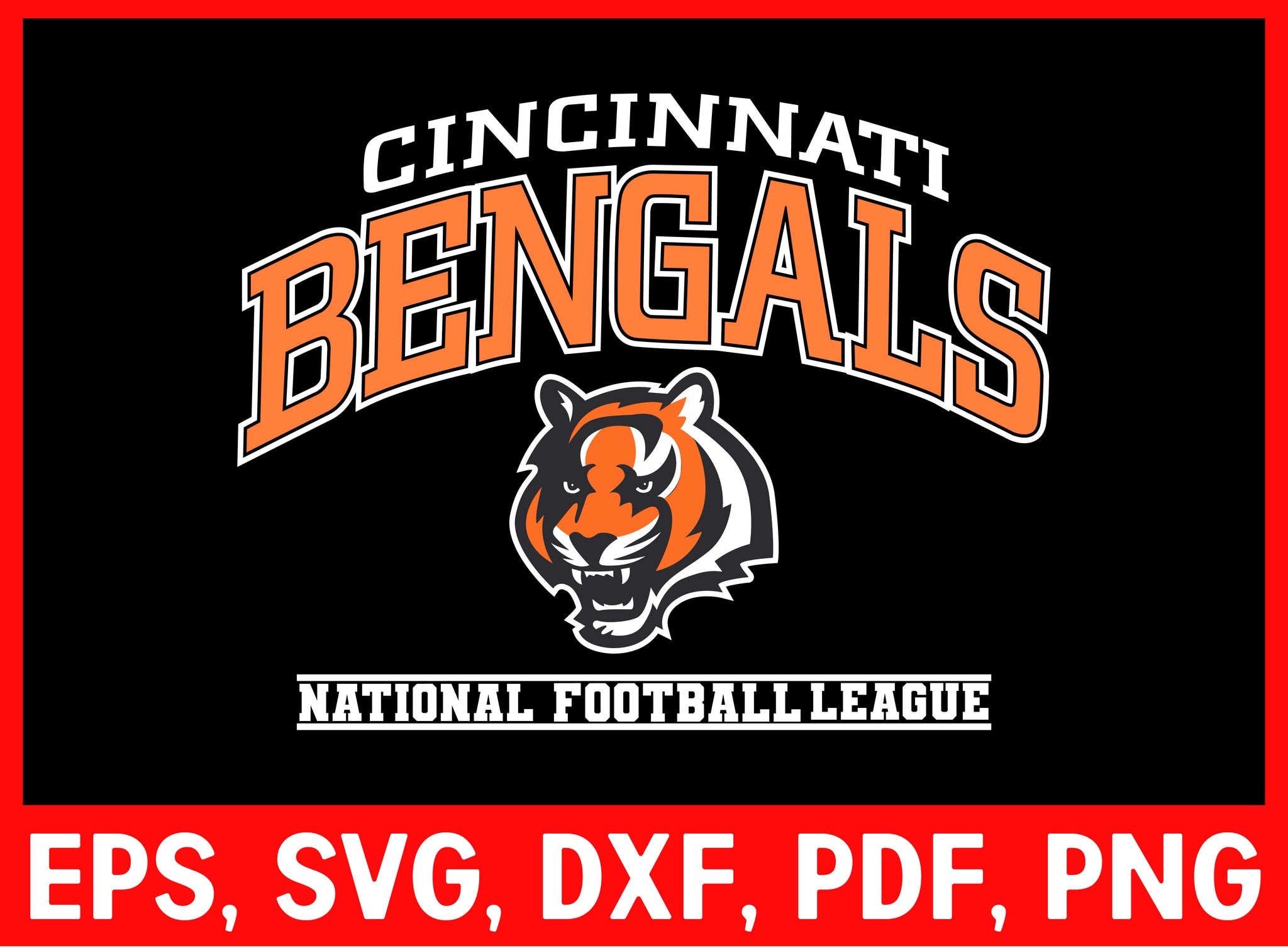 Cincinnati Bengals NFL Team Tigers SVG Cut File for T-shirt Cricut Digital Download