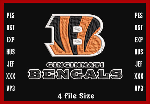 Cincinnati Bengals logo embroidery design, Machine Embroidery Design, 4 File sizes- Instant Download & PDF File