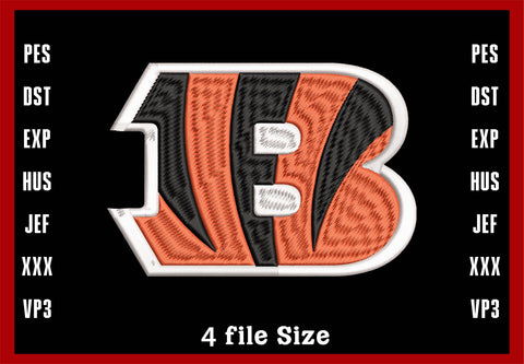 Cincinnati Bengals Logo Embroidery Design, NFL football embroidery, Machine Embroidery Design, 4 File sizes- Instant Download & PDF File